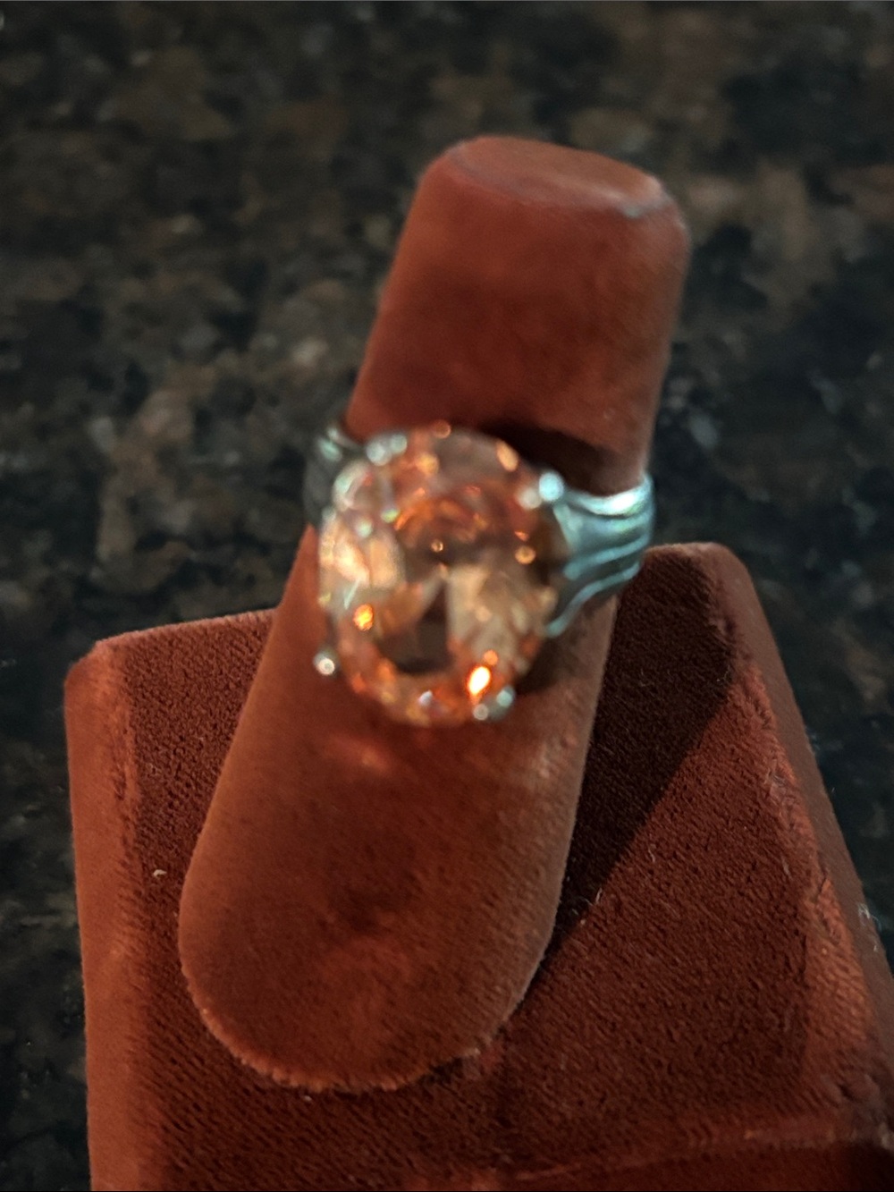Silpada Champagne Oval Solitaire Ring with Sterling Silver Band 6.5